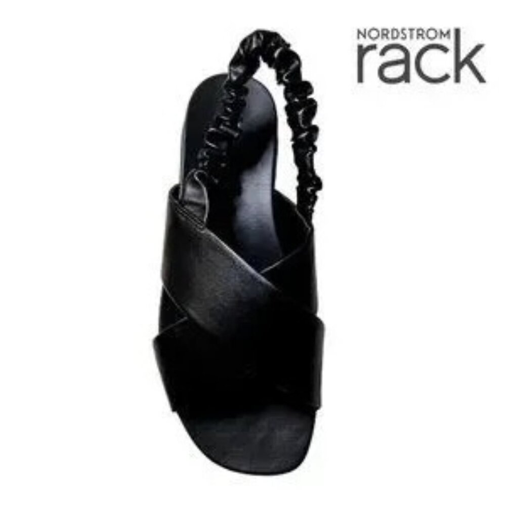 Women's Black Open Toe Stretchy Slingback Sleek‎ Platform sandal NWB